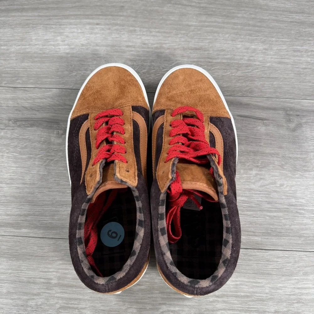 Vans Old Skool Pig Suede HeiQ Water Repellent Low Top Skate Shoes Brown Red